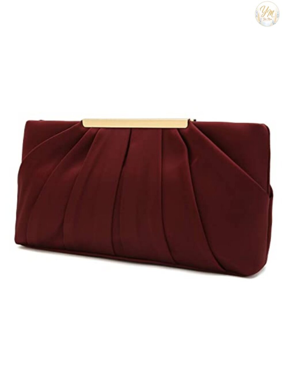 Pleated Satin Evening Clutch Formal Handbag Detachable Chain
